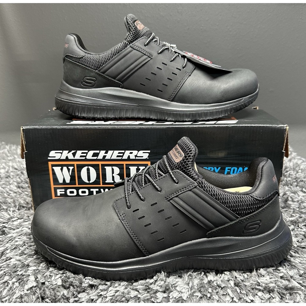Skechers Shoes Sneakers Mens Size 10 Black Delson 3.0 Workwear Memory Foam New